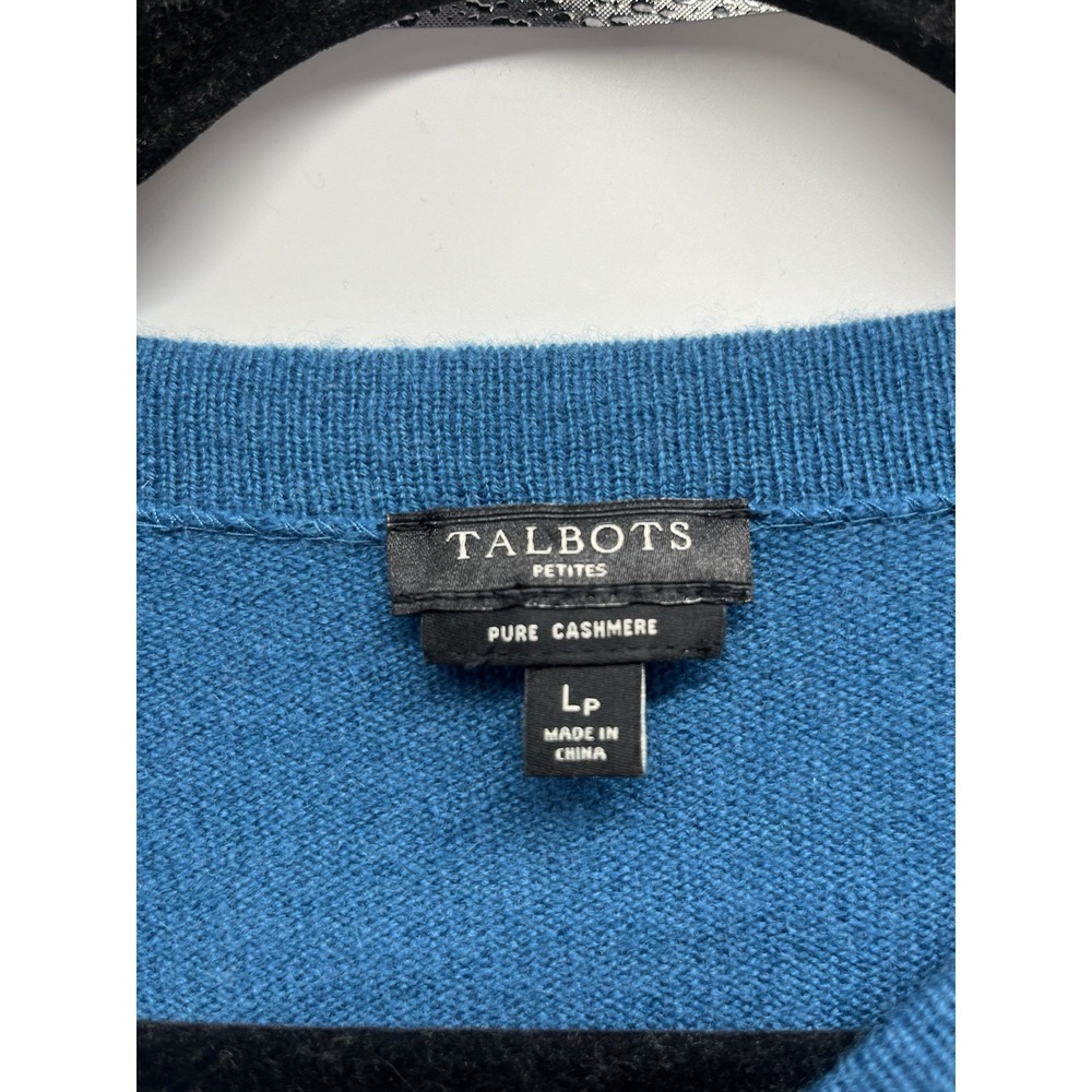 WOMANS TEAL 100% CASHMERE SWEATER TALBOTS PETITE Large - Picture 3 of 7